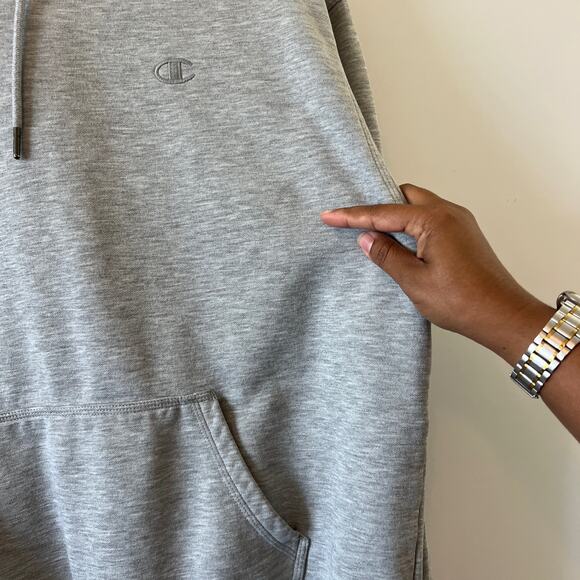 Champion Grey Monochromatic Fleece Lined Hoodie Sweatshirt Mens Large * - Picture 4 of 15